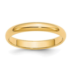 14k Yellow Gold 3mm Lightweight Half Round Wedding Band