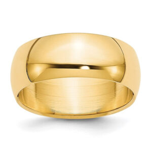 14k Yellow Gold 7mm Lightweight Half Round Wedding Band