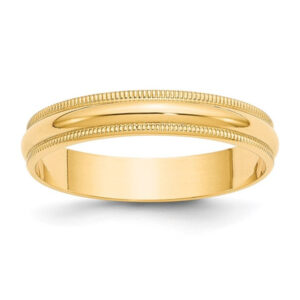 14k Yellow Gold 4mm Lightweight Milgrain Half Round Wedding Band