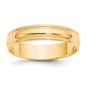 14k Yellow Gold 5mm Lightweight Milgrain Half Round Wedding Band