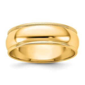 14k Yellow Gold 6mm Lightweight Milgrain Half Round Wedding Band