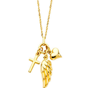 14KY Cross+Heart+WING Necklace