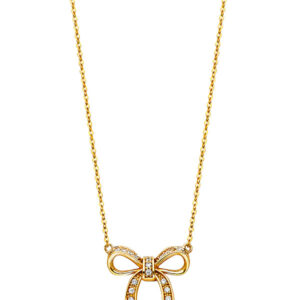 14KY CZ Ribbon Necklace