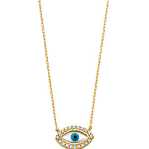 14KY CZ Evil Eye Necklace