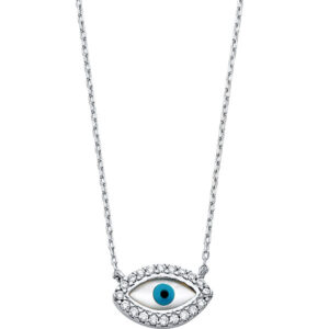 14KW CZ Evil Eye Necklace