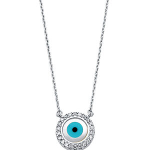 14KW CZ Evil Eye Necklace