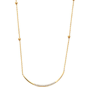 14KY CZ U Bar Light Necklace with Ball