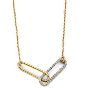 14K 2T CZ Paperclip Necklace