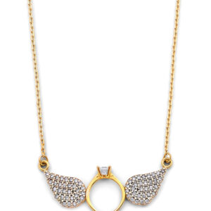 14K 2T Double Angel CZ Wing Necklace