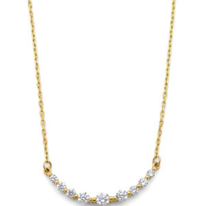 14KY Curved Gradated Round CZ Necklace