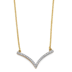 14K 2T V Shape CZ Necklace