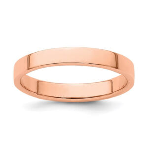 14k Rose Gold 3mm Lightweight Flat Wedding Band