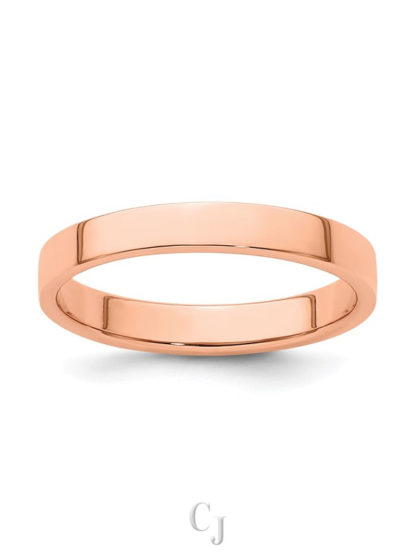 14k Rose Gold 3mm Lightweight Flat Wedding Band
