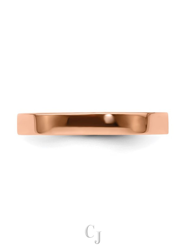 14k Rose Gold 3mm Lightweight Flat Wedding Band - Image 3