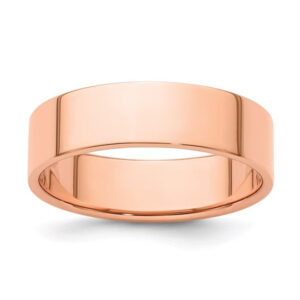14k Rose Gold 6mm Lightweight Flat Wedding Band