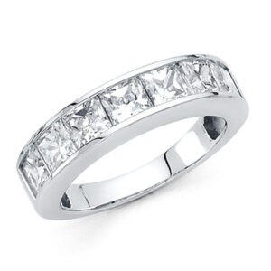 14KW CZ Ladies Wedding Band
