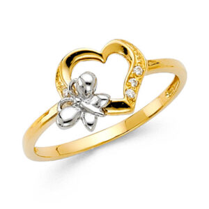 14K 2T CZ Fancy Ring