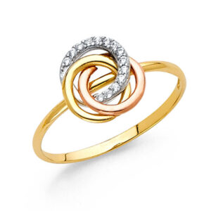 14K 3C CZ Fancy Ring