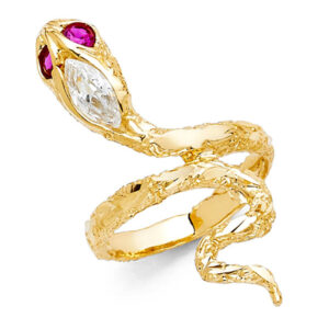 14KY CZ Snake Fancy Ring