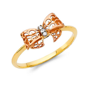 14K 3C CZ Fancy Ring