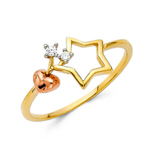 14K 3C CZ Fancy Ring