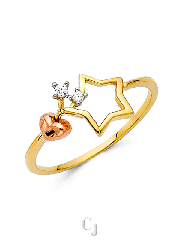 14K 3C CZ Fancy Ring