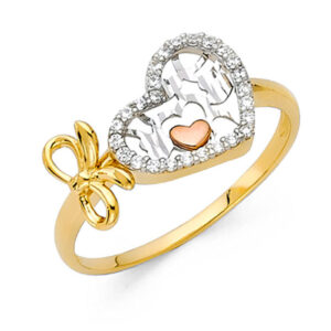 14K 3C CZ Fancy Ring