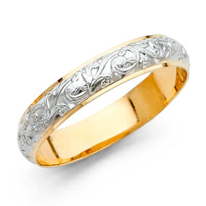 14K 2T 4mm Engrave Dom Wedding Band