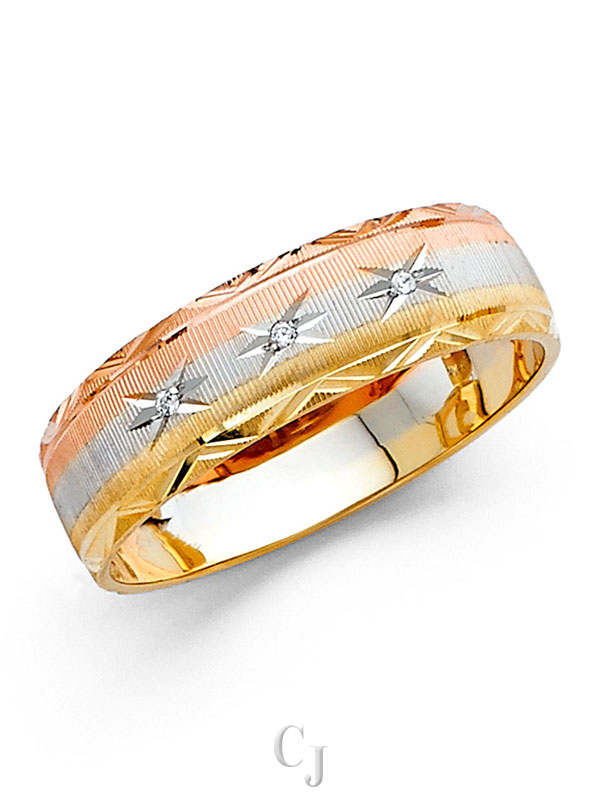 14K 3C 6mm DC Wedding Band