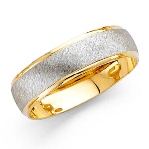 14K 2T 6mm Fancy Cut Wedding Band