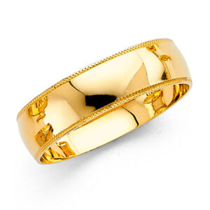 14KY 6mm Milgrain Wedding Band