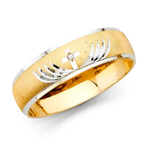 14K 2T Men's CZ Wedding Band