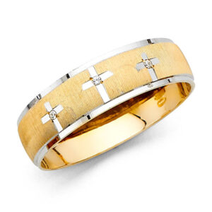 14K 2T Men's CZ Wedding Band