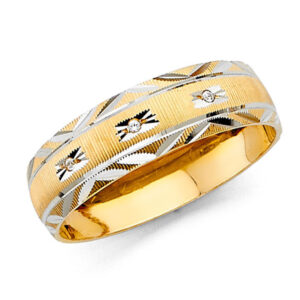 14K 2T Men's CZ Wedding Band