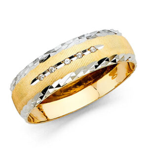 14K 2T Men's CZ Wedding Band