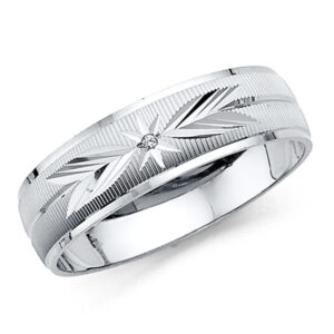 14KW Men's CZ Wedding Band