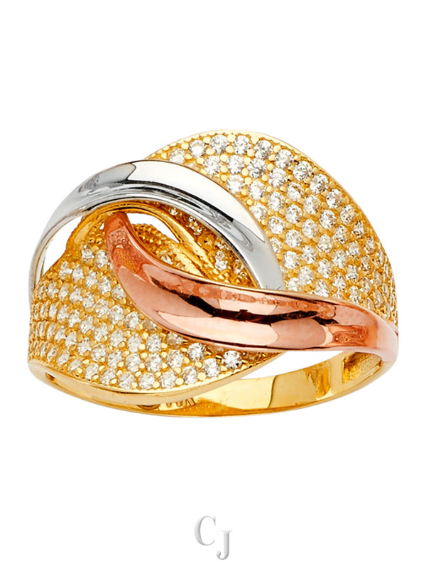 14K 3C Fancy CZ Ring