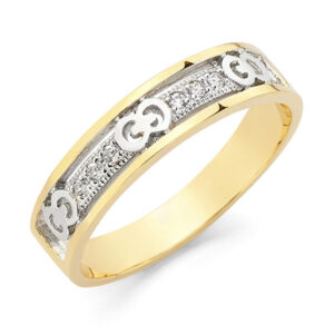 14K 2T CZ Ladies Wedding Band