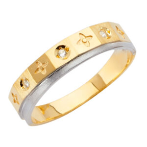 14K 2T CZ Men's Wedding Band
