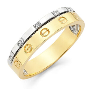 14K 2T CZ Ladies Wedding Band