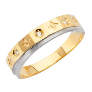 14K 2T CZ Men's Wedding Band