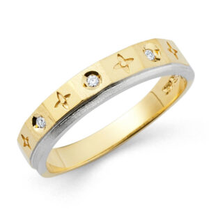 14K 2T CZ Ladies Wedding Band