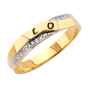 14K 2T CZ Men's Wedding Band