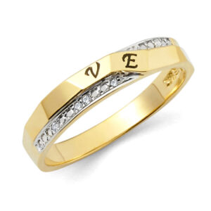 14K 2T CZ Ladies Wedding Band