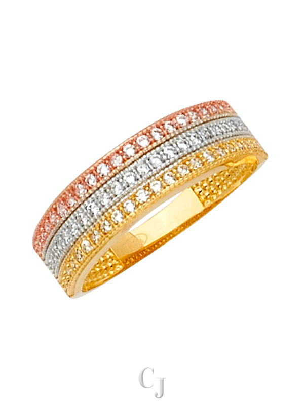 14K 3C Fancy CZ Ring