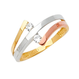 14K 3C Fancy CZ Ring