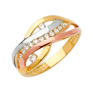 14K 3C Fancy CZ Ring