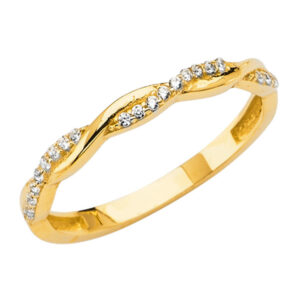 14KY Micro Pave Braided Ladies CZ Ring