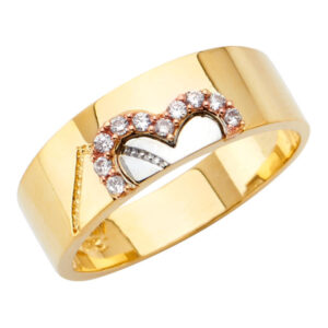 14K 3C Men's CZ Wedding Band/Trio Set