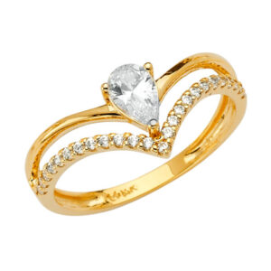 14KY 2Lines Fancy CZ Ring